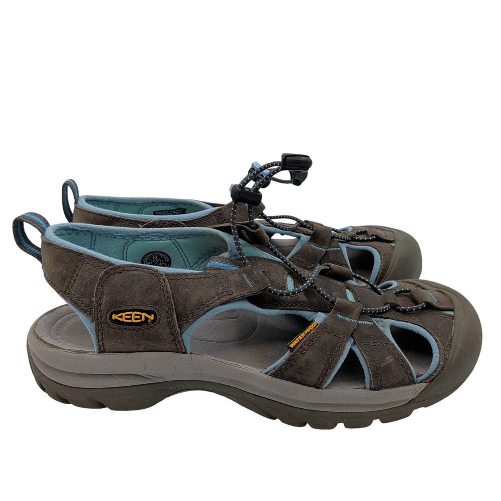 KEEN Venice Women 10 Magnet Norse Blue Leather Waterproof Hiking Sandals 1008471